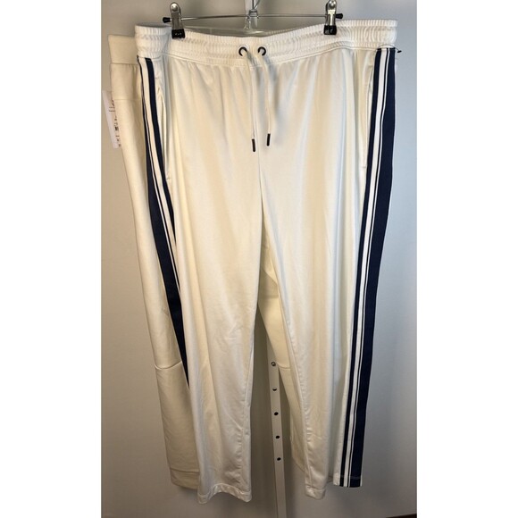 NEW 2-Men's Athletic Works Jogger Sweatpants XXL White  Blue Trim 2 Pair - Picture 2 of 13